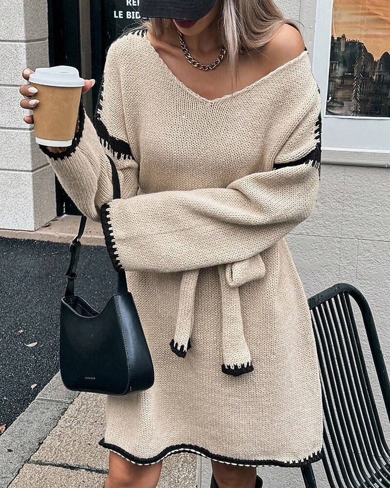 Robe Natalie – Courte, Manches Longues en Maille