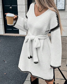 Robe Natalie – Courte, Manches Longues en Maille