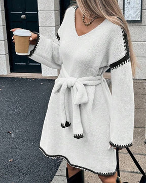 Robe Natalie – Courte, Manches Longues en Maille