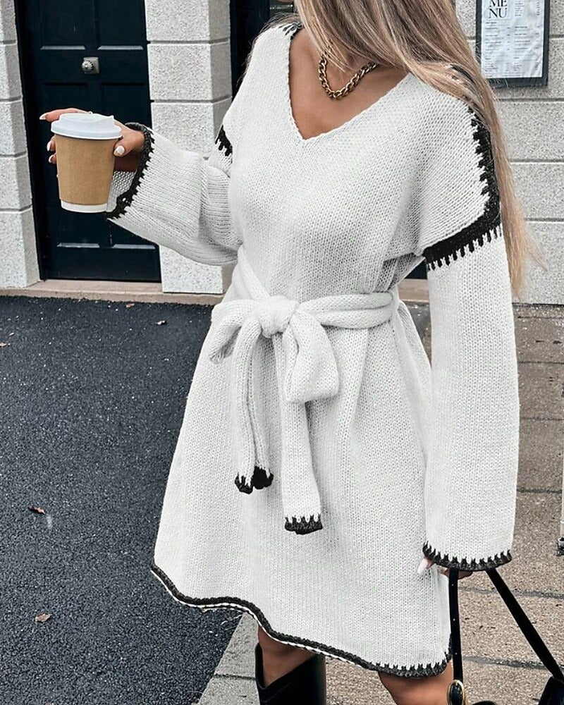 Robe Natalie – Courte, Manches Longues en Maille