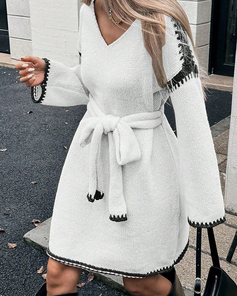 Robe Natalie – Courte, Manches Longues en Maille