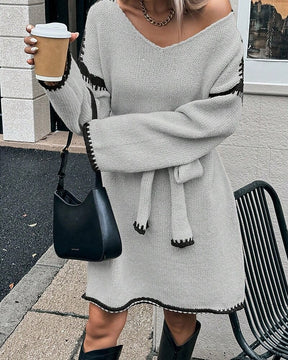 Robe Natalie – Courte, Manches Longues en Maille
