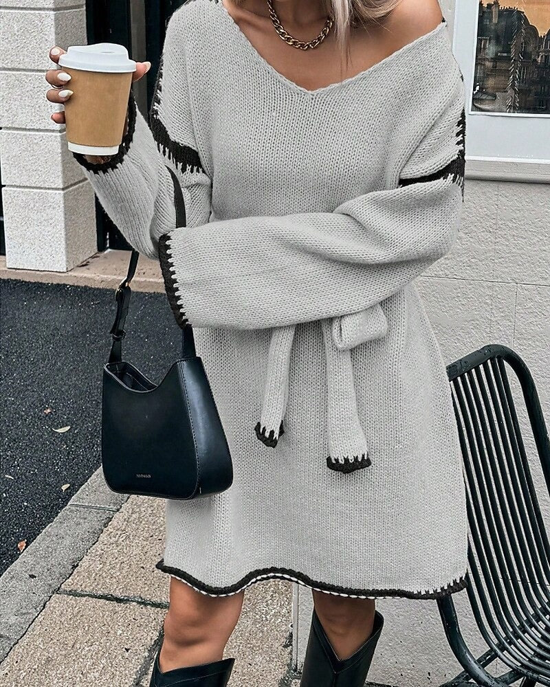 Robe Natalie – Courte, Manches Longues en Maille