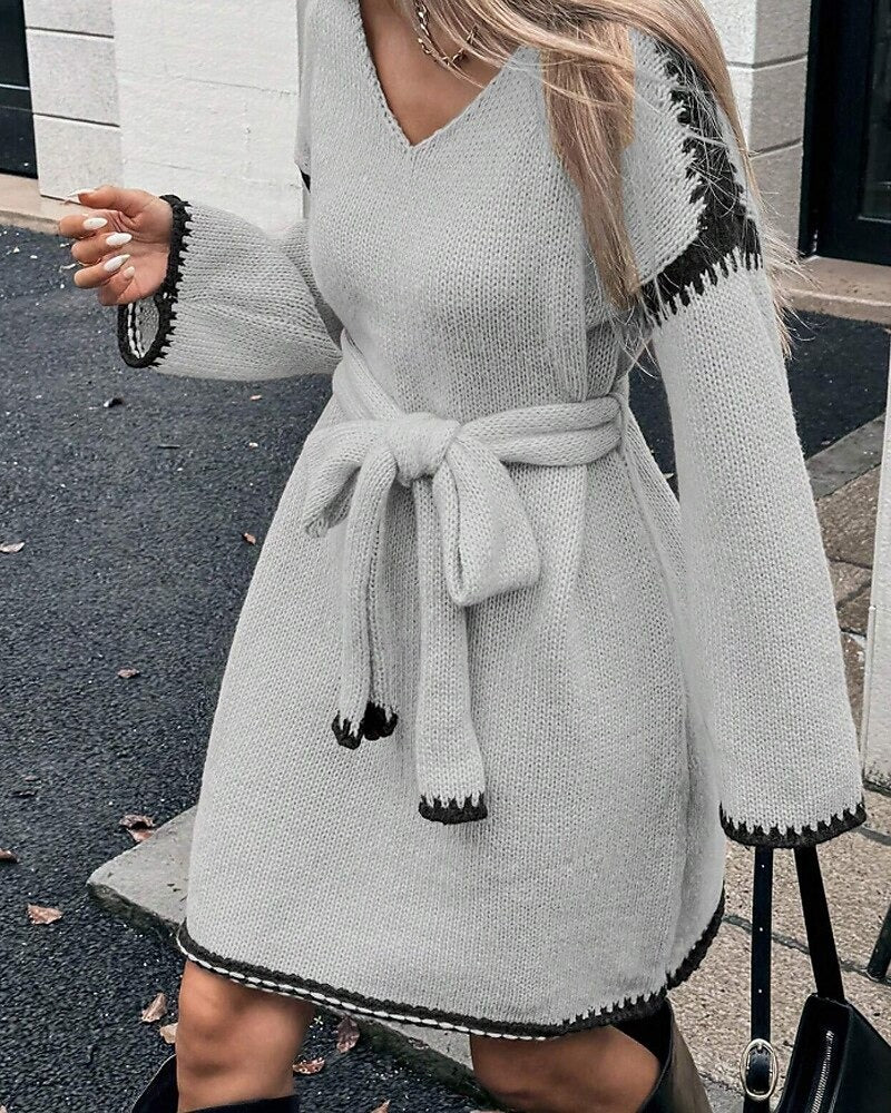 Robe Natalie – Courte, Manches Longues en Maille