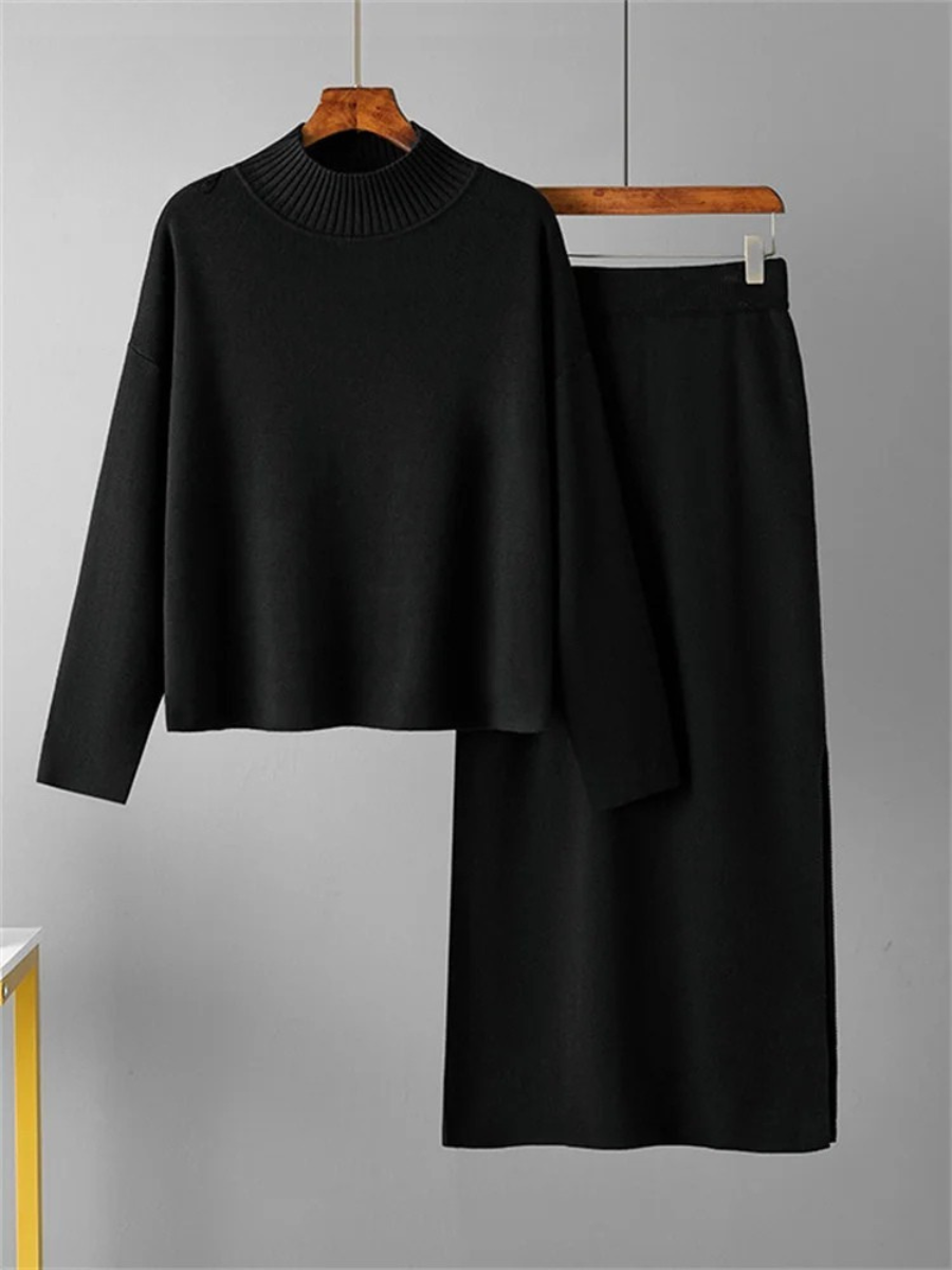 Ensemble chemisier et jupe en maille Coralie