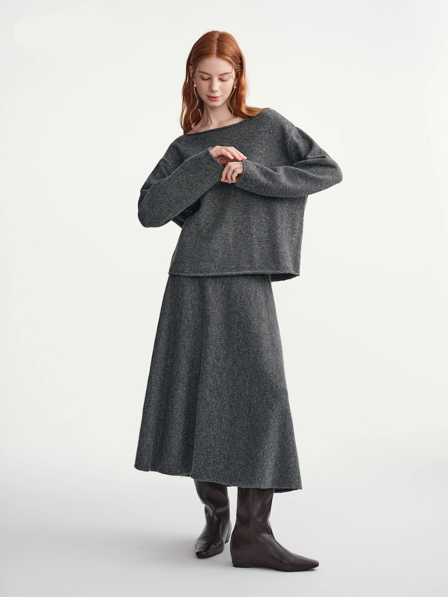 Ensemble Éléonore – Blouse Longue & Jupe Midi