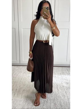 Robe Lisette – Midi à Jupe Plissée